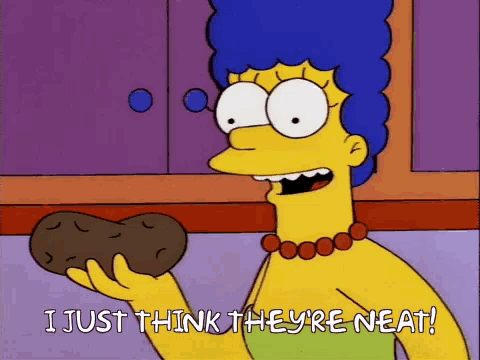 Marge Simpson holding a potato. Caption reads: I just think they're neat!