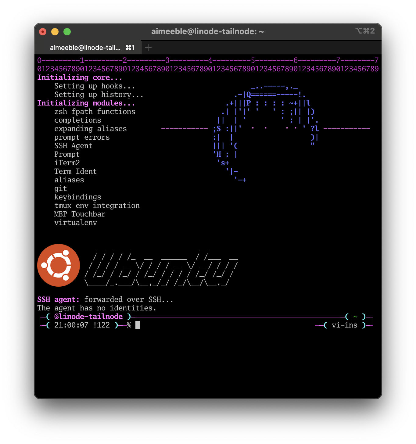 iTerm2 loading zsh with custom configs on Ubuntu